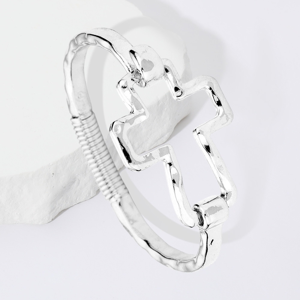 Silver Cross Metal Hook Bracelet Fashion Jewelry Hollow Outline Style